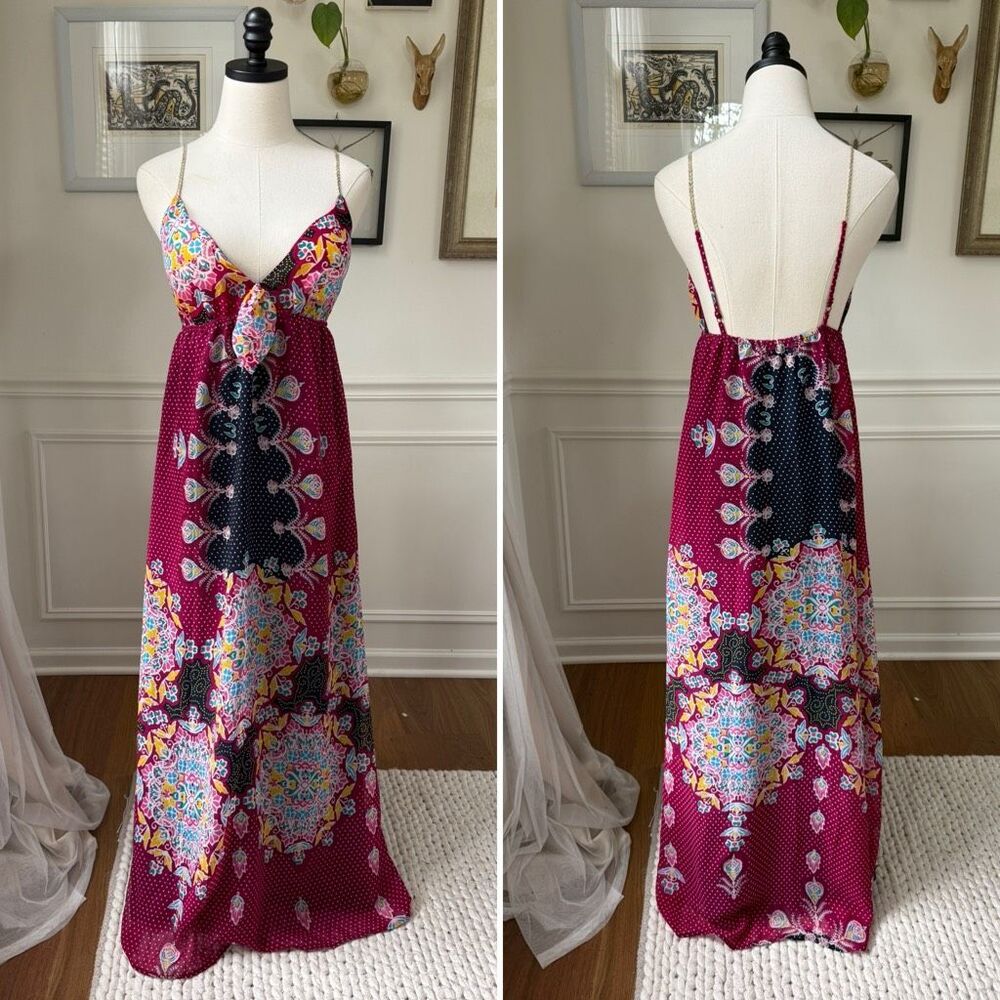 Meghan Boho Print Maxi Dress Magenta M
